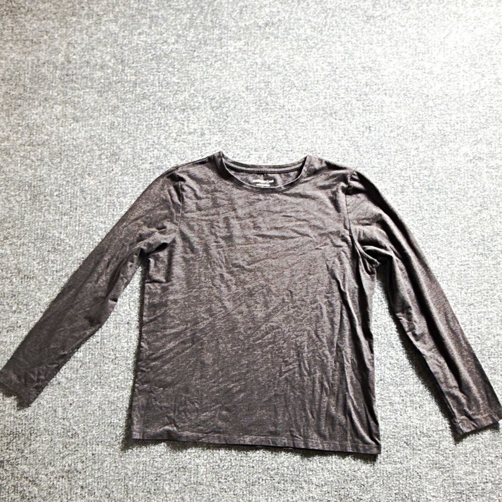 Coldwater Creek Womens Gray Solid Crew Neck Long Sleeve T Shirt Top L